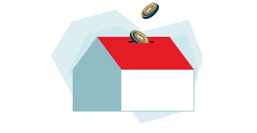 Drawing of a piggy bank in the shape of a home representing the promotional cashback offer