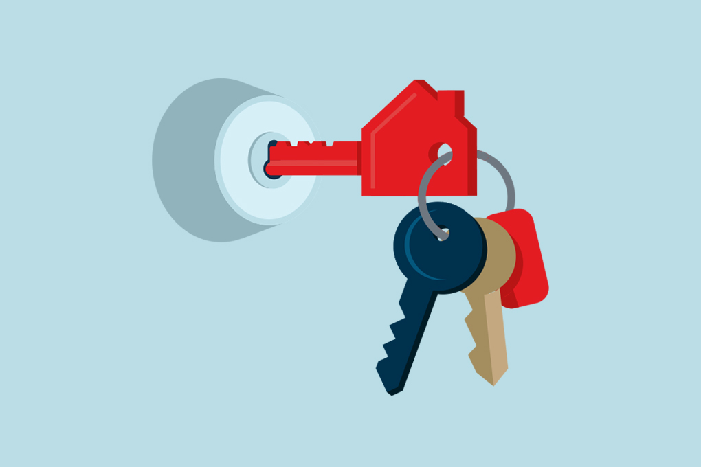 Illustration of a lock with keys